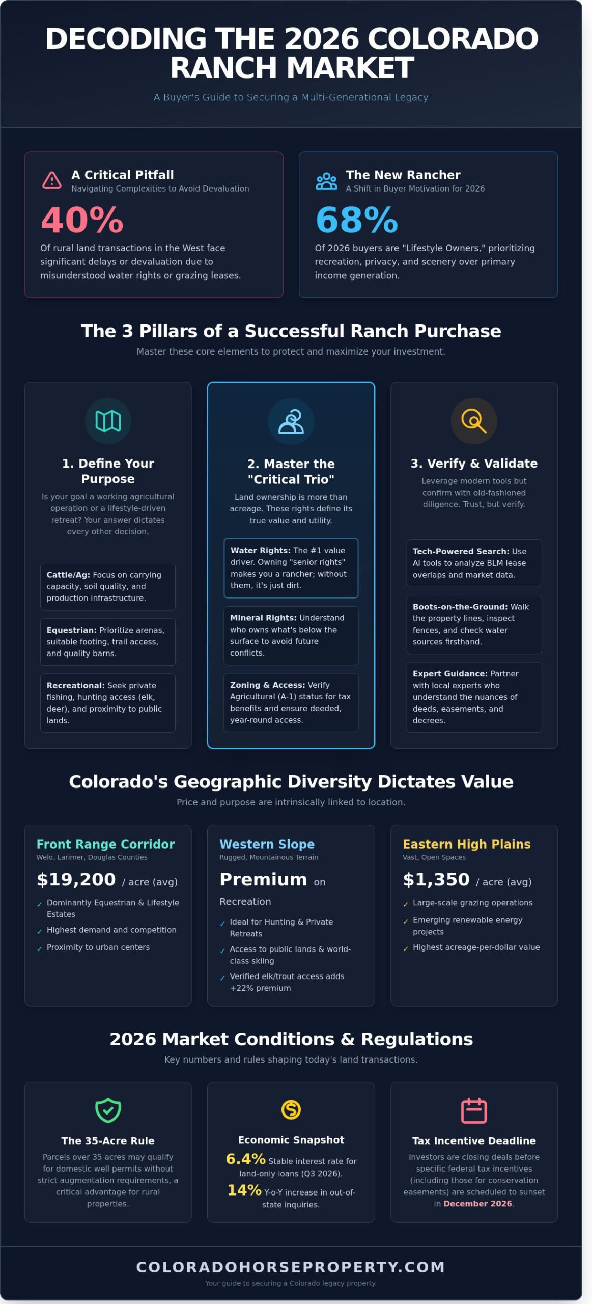 Colorado Ranches for Sale: The 2026 Buyer’s Guide to Land and Legacy - Infographic