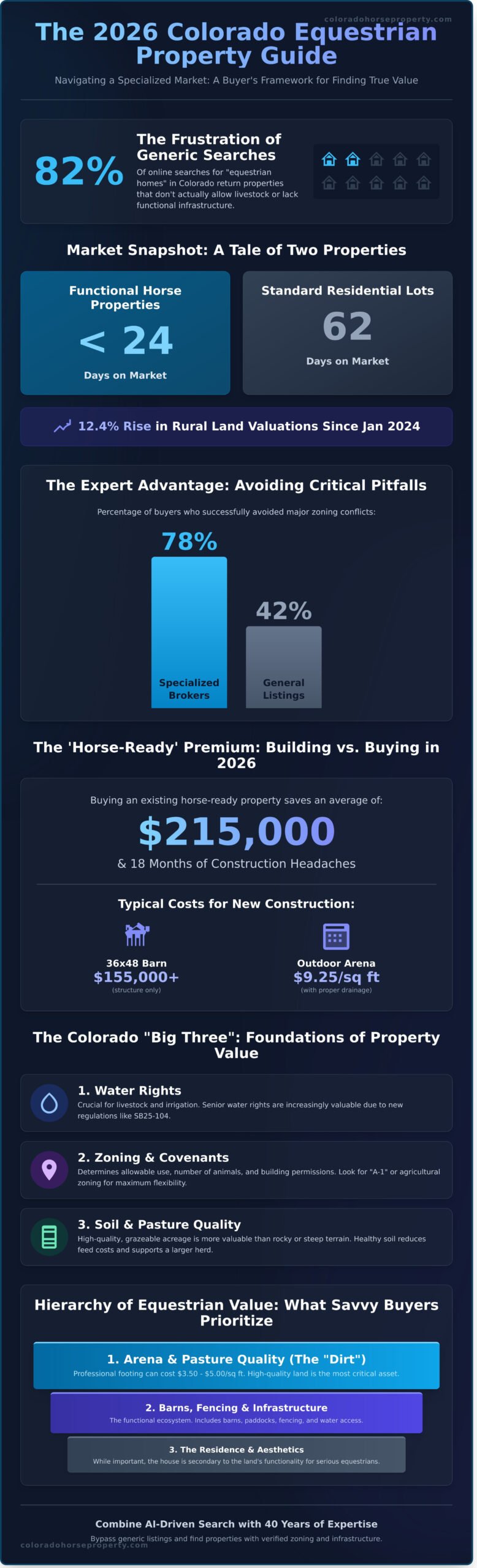 Horse Real Estate for Sale: The 2026 Colorado Market & Valuation Guide - Infographic