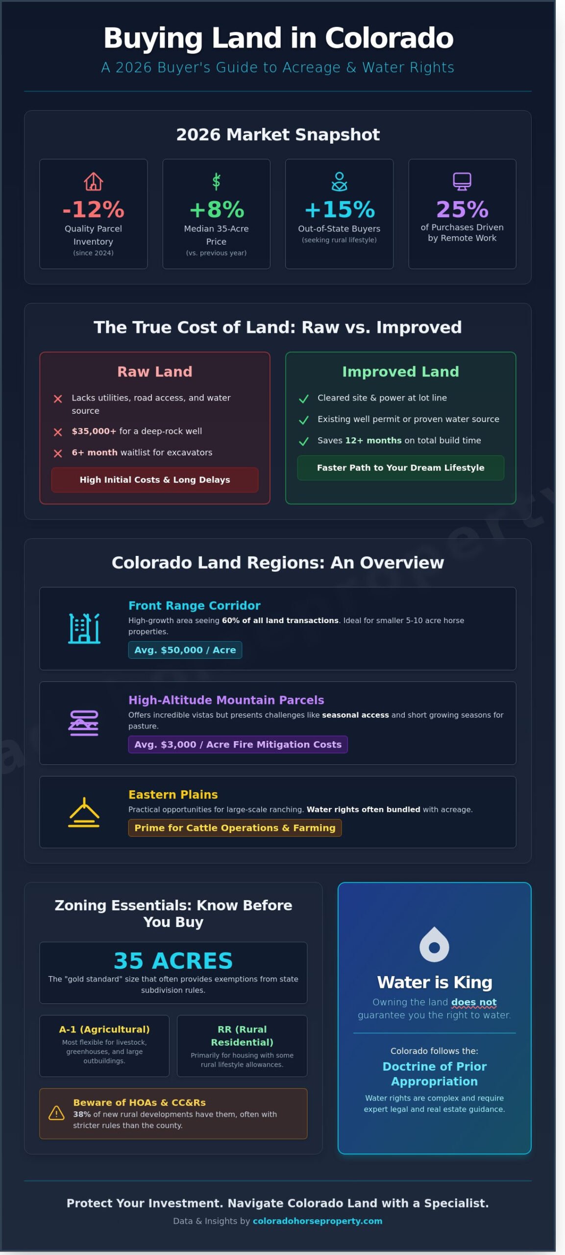 Land for Sale in Colorado: The Definitive 2026 Buyer’s Guide - Infographic