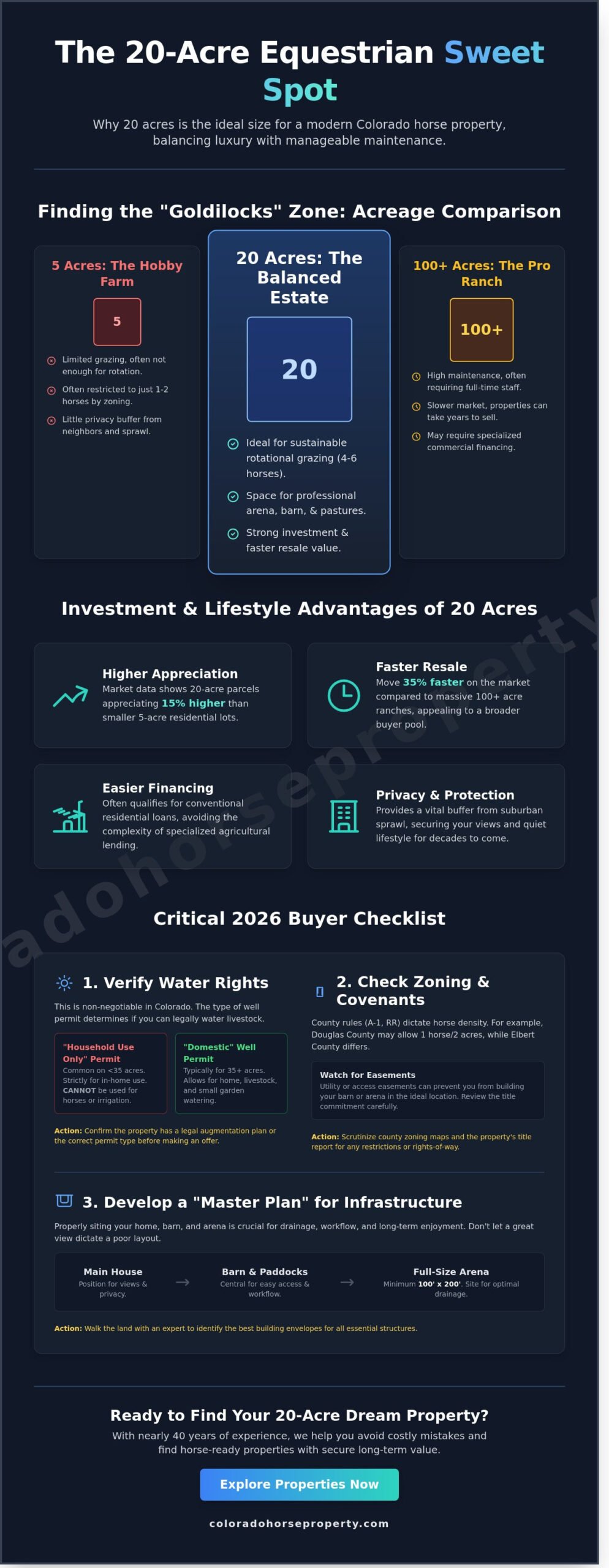 20 Acre Horse Property for Sale Colorado: The 2026 Equestrian Buyer’s Guide - Infographic