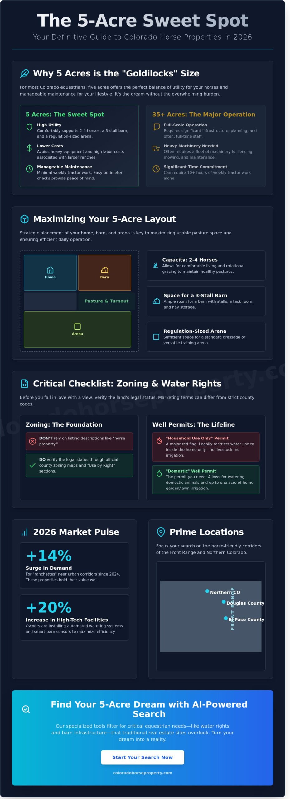 5 Acre Horse Property for Sale Colorado: Finding the Equestrian Sweet Spot in 2026 - Infographic