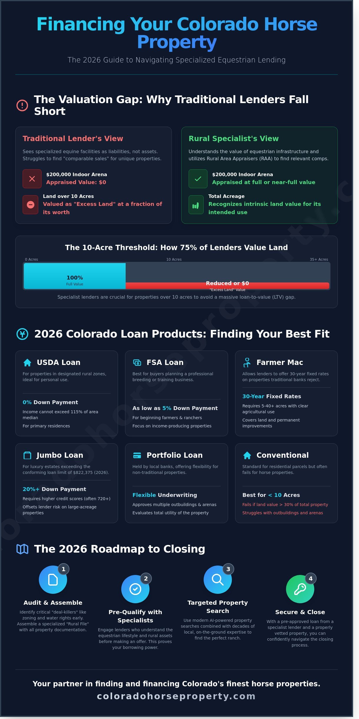 Financing a Horse Property in Colorado: The 2026 Buyer’s Guide - Infographic