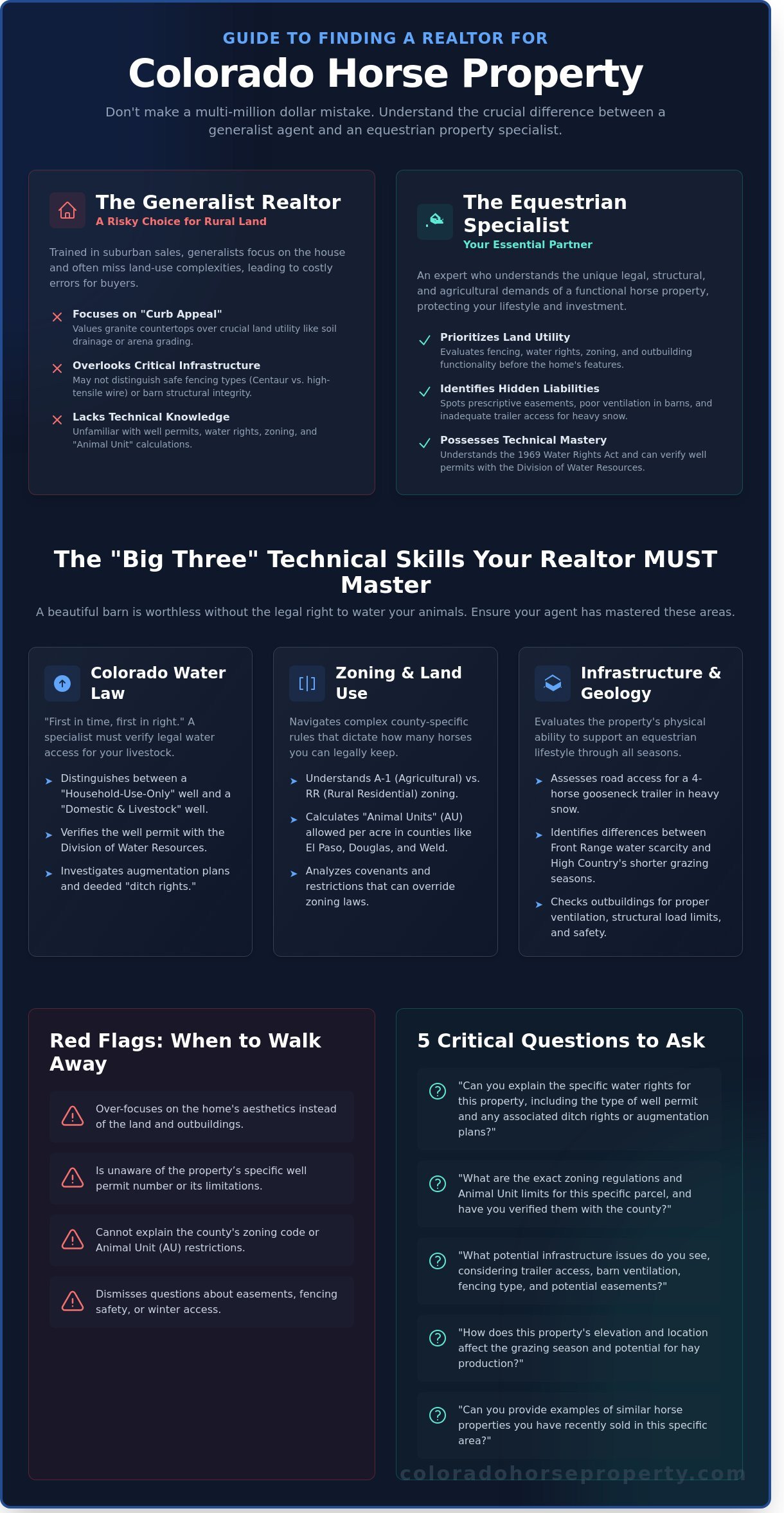 Finding a Realtor for Horse Property in Colorado: The 2026 Expert Selection Guide - Infographic