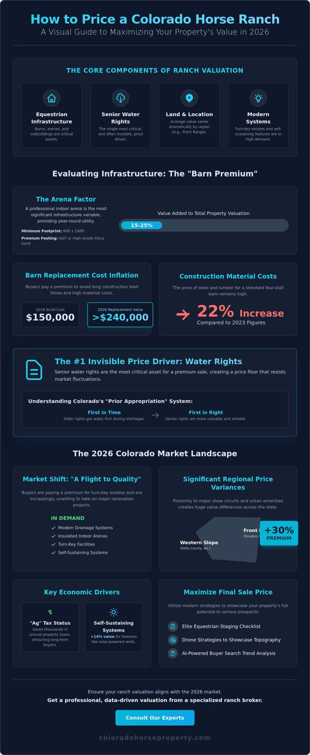 How to Price a Horse Ranch for Sale in 2026: The Colorado Expert Guide - Infographic