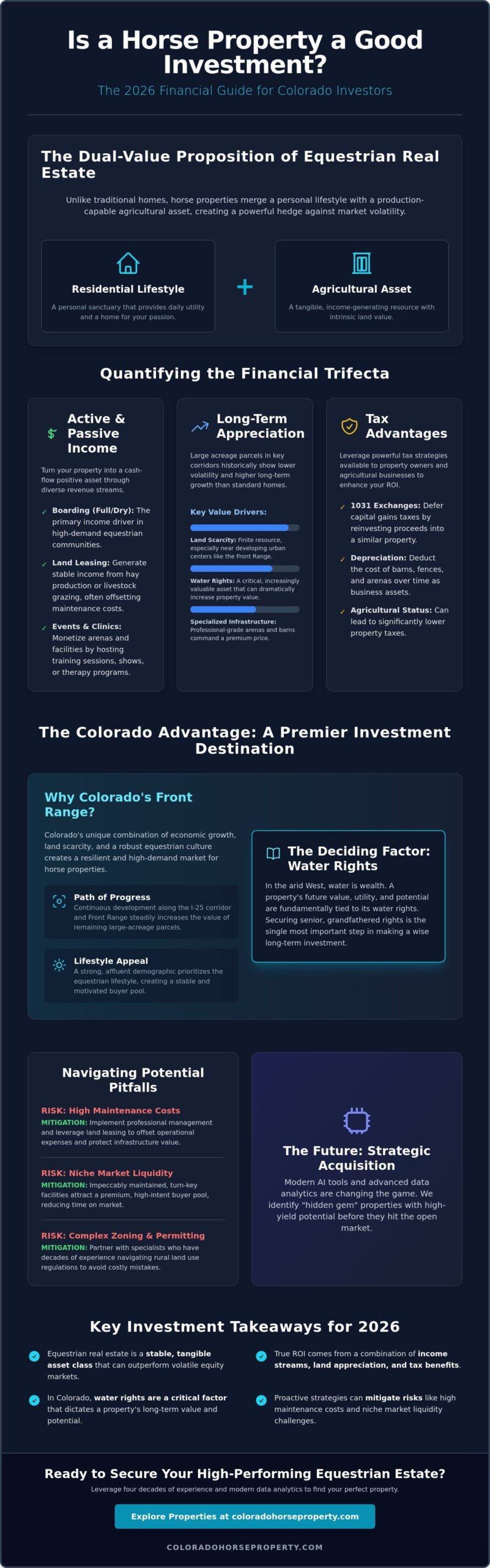 Is Buying a Horse Property a Good Investment? The 2026 Guide to ROI and Lifestyle - Infographic