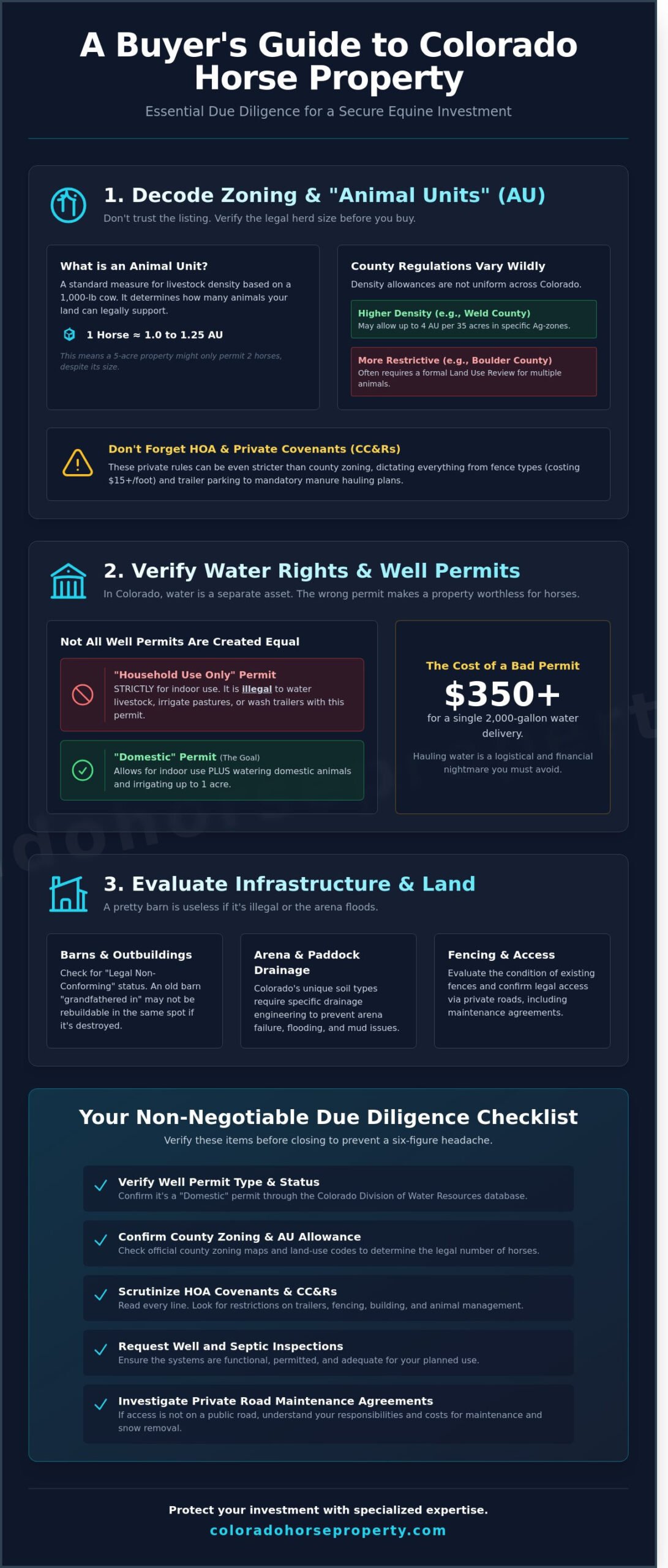 What to Know Before Buying Horse Property in Colorado: The 2026 Buyer’s Guide - Infographic