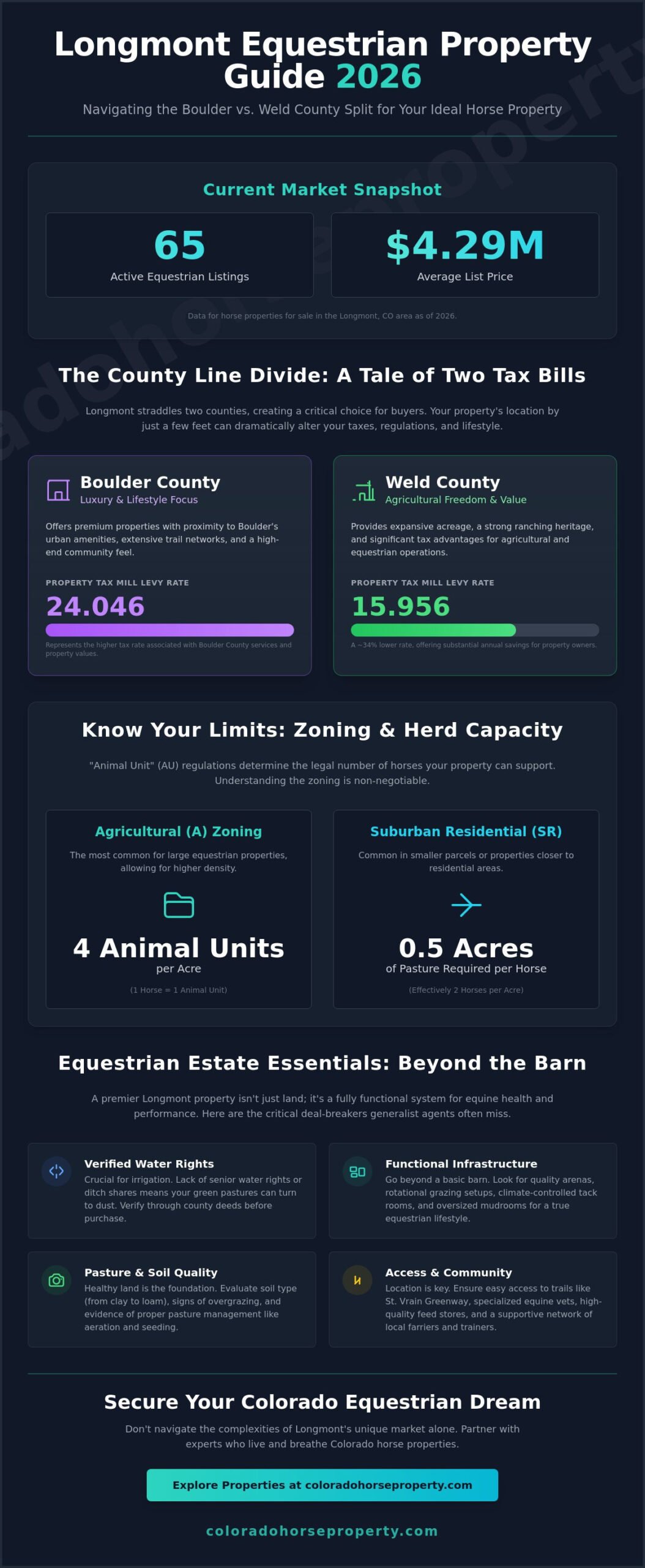 Horse Property for Sale in Longmont, CO: The 2026 Equestrian Buyer’s Guide - Infographic