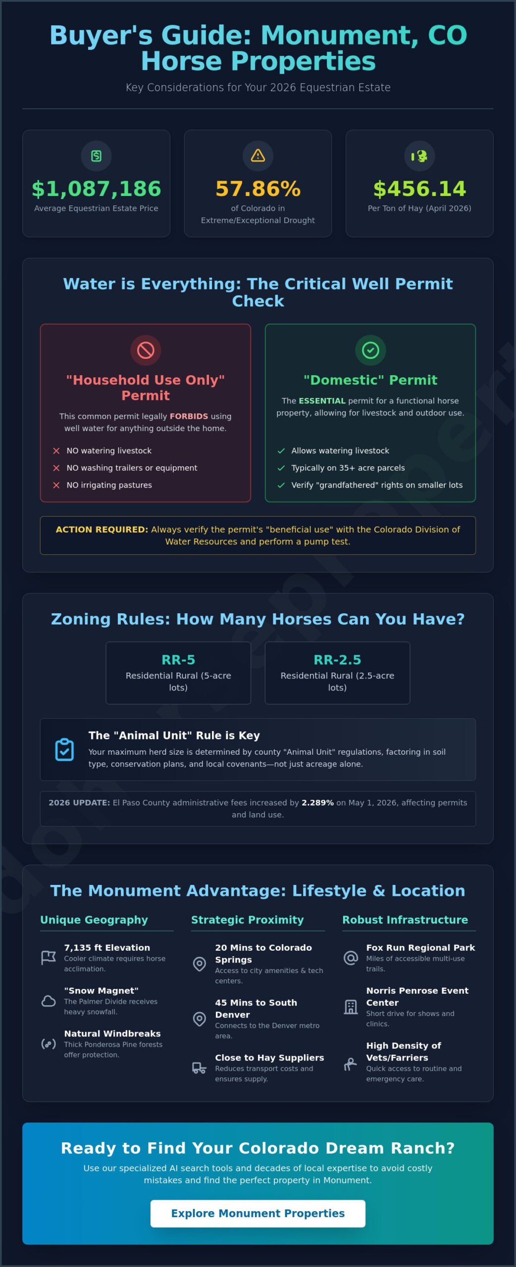 Horse Property for Sale in Monument, CO: The 2026 Equestrian Buyer’s Guide - Infographic