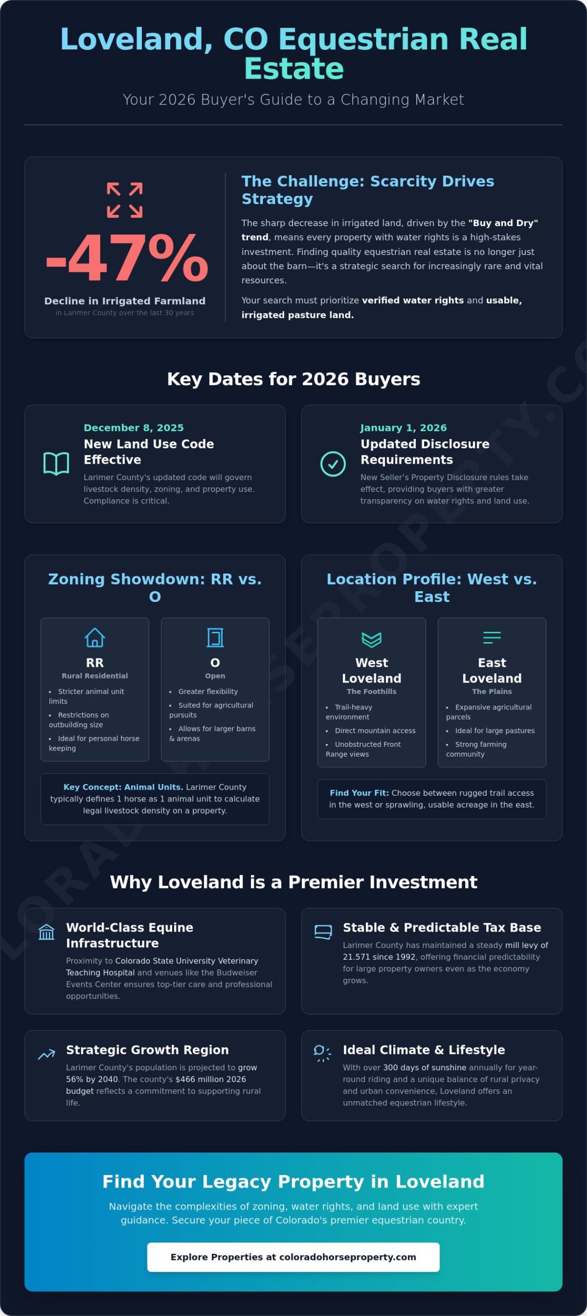 Loveland CO Equestrian Real Estate: The 2026 Buyer’s Guide to Horse Properties - Infographic