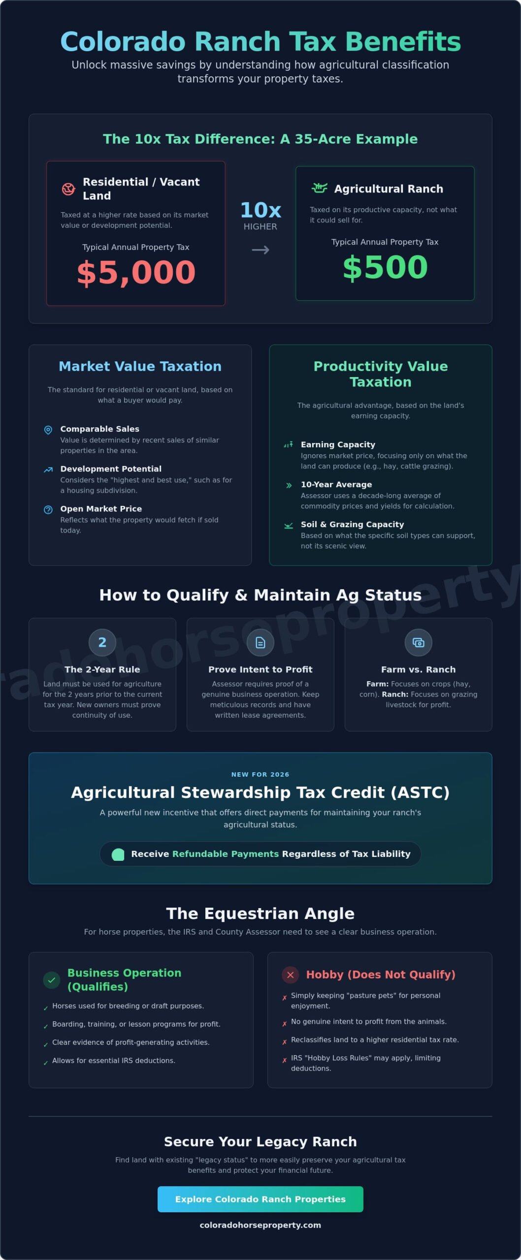 The Tax Benefits of Owning a Ranch in Colorado: A 2026 Landowner’s Guide - Infographic