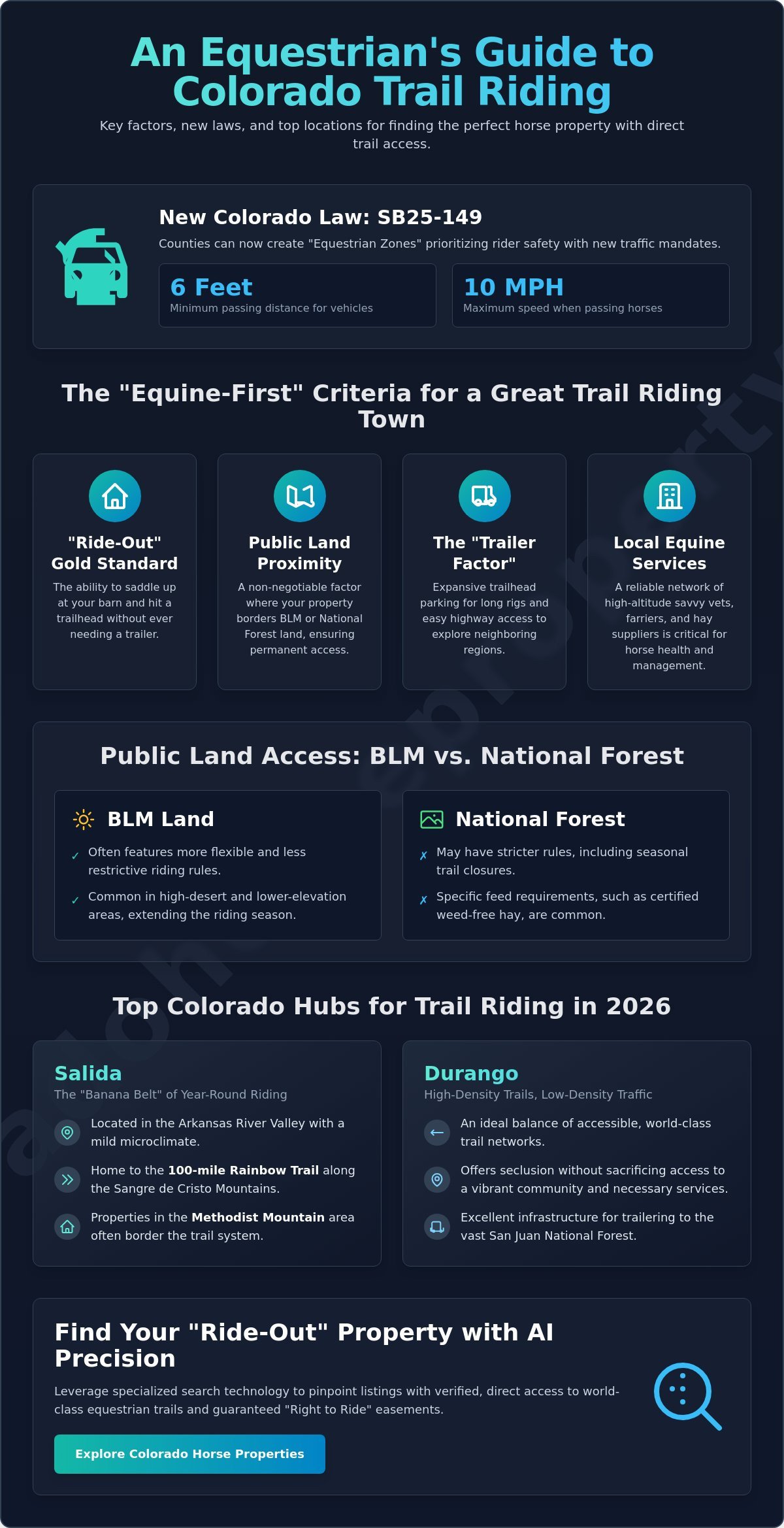 Best Colorado Towns for Trail Riding: A 2026 Equestrian’s Guide - Infographic