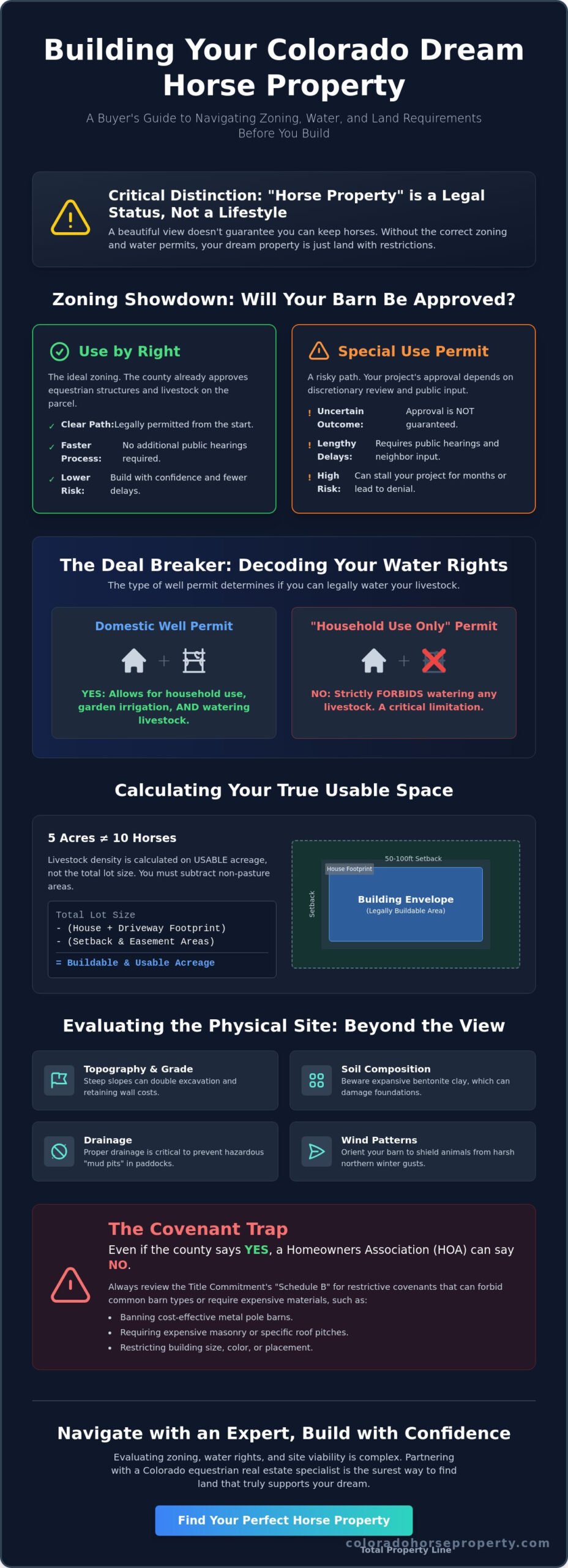 Finding Horse Property with Room to Build a Barn in Colorado: The 2026 Buyer’s Guide - Infographic
