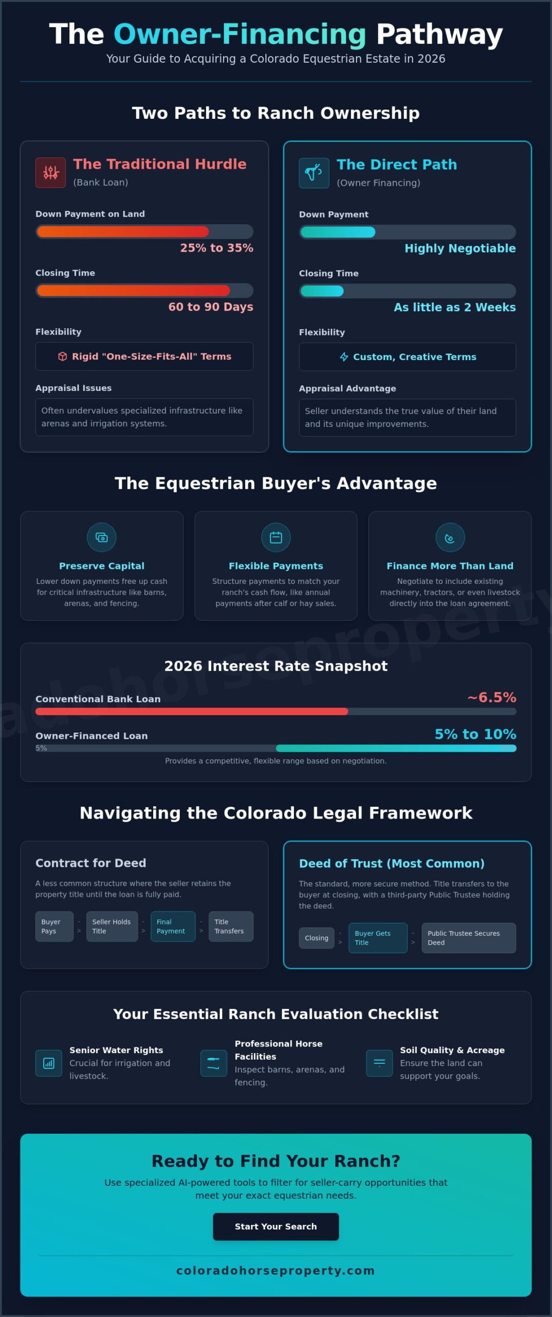 Owner Financed Ranches for Sale in Colorado: A 2026 Buyer’s Guide - Infographic