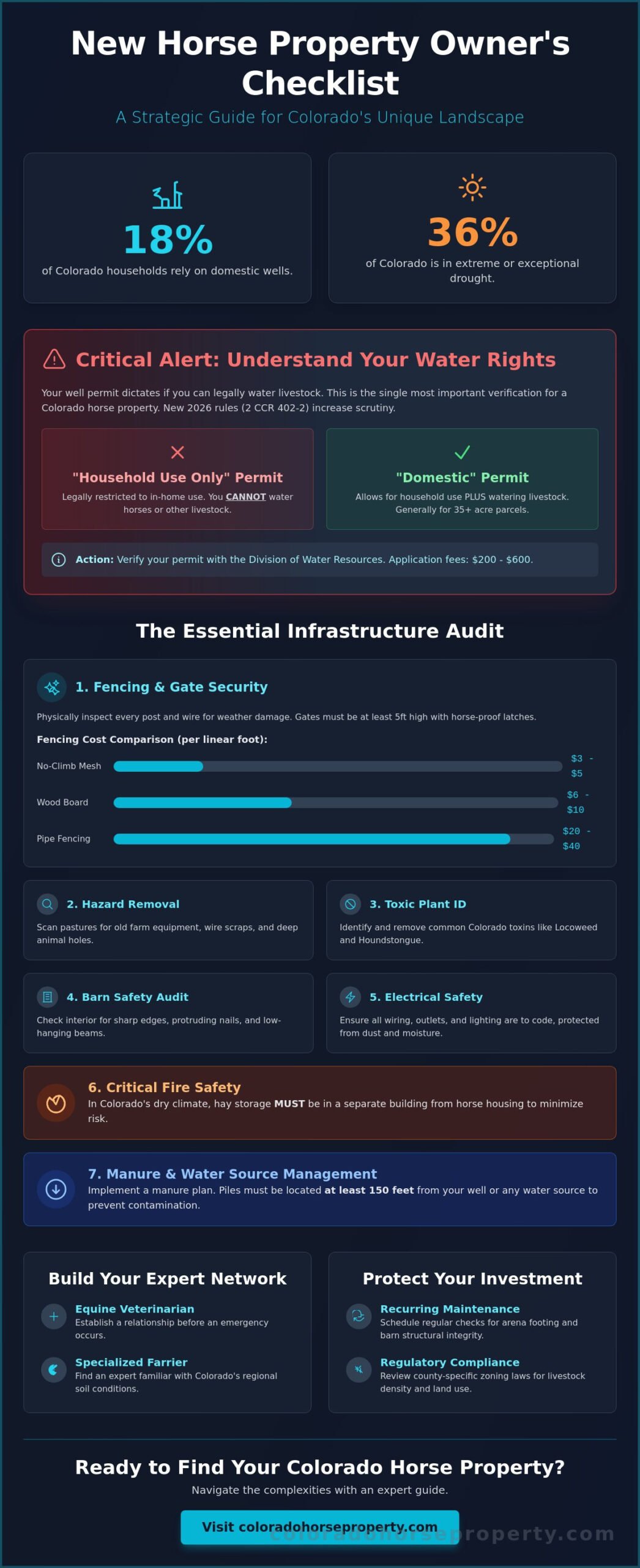 The Ultimate New Horse Property Owner Checklist for Colorado in 2026 - Infographic