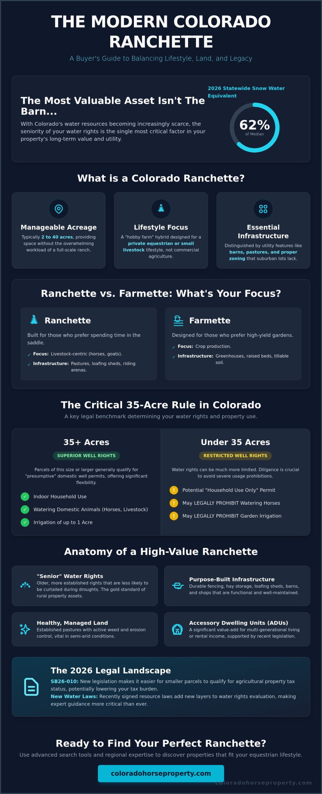 What is a Ranchette in Colorado? The 2026 Guide to Small-Scale Ranching - Infographic